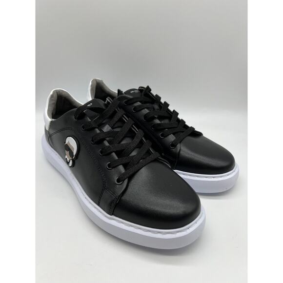 Karl Lagerfeld Paris Black Leather Shoes Designer Sneakers LF1S1107 Men Size 12M - Picture 11 of 11